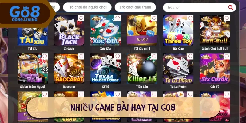 Nhiều game bài hay tại Go8